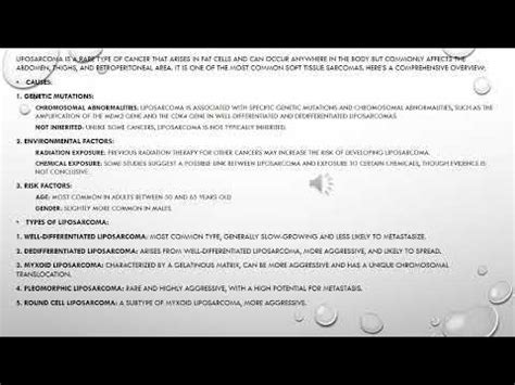 Understanding Liposarcoma: Causes, Signs, Symptoms and Treatment - YouTube