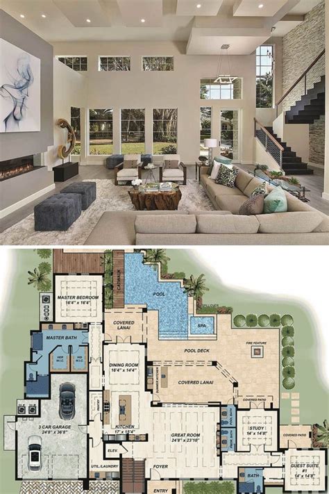 Trending Modern Florida Home Floor Plan Features White Brick and Stucco Cladding | Modern house ...