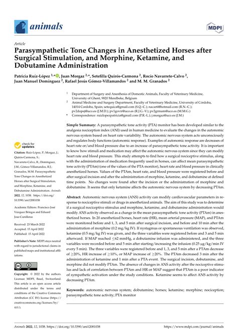 (PDF) Parasympathetic Tone Changes in Anesthetized Horses after ...