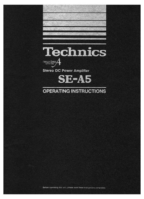 TECHNICS SE-A5 AMPLIFIER USER MANUAL Service Manual download ...