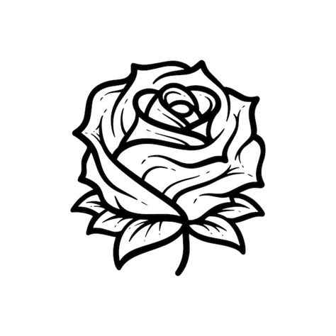 Premium Vector | A simple drawing of a rose with a heart on it.