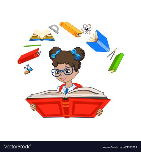 School girl reading a book Royalty Free Vector Image