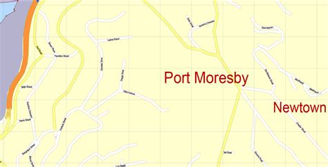 Port Moresby Editable PDF Map Papua New Guinea, exact vector City Plan Map editable Adobe PDF ...