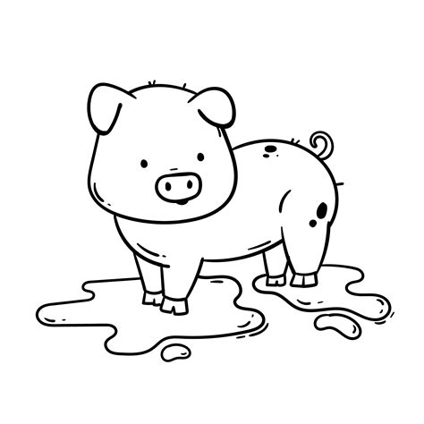 Free Vector | Hand drawn pig outline illustration