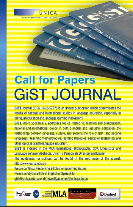 Gist - Education and Learning Research Journal: CALL FOR PAPERS FOR ...