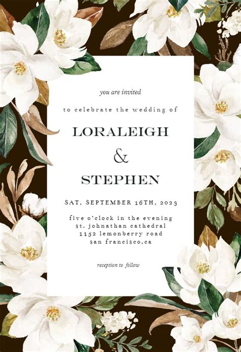 Magnolia - Wedding Invitation Template (Free) | Greetings Island