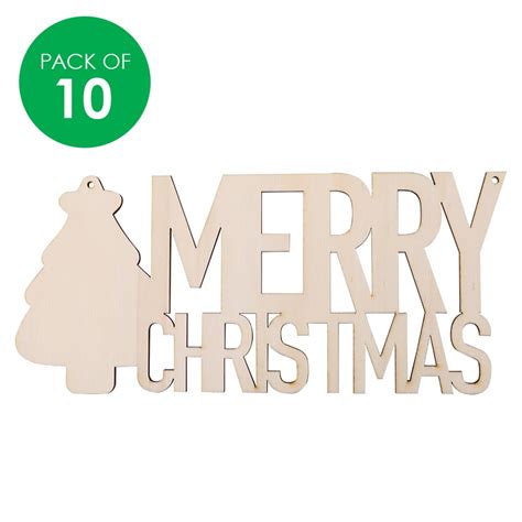 Wooden MERRY CHRISTMAS Plaques - Pack of 10 - CleverPatch | CleverPatch - Art & Craft Supplies