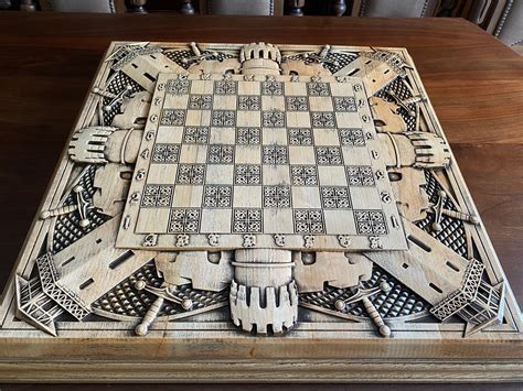 Medieval Castle Chess Board Large Wooden Chess Board Luxury - Etsy