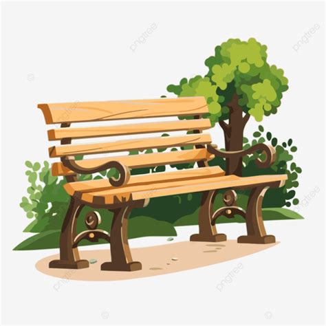 Bench Clipart Park Bench In The Park Cartoon Vector, Bench, Clipart, Cartoon PNG and Vector with ...