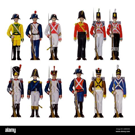 Peninsular war troop uniforms. Spanish, British, Portuguese and French ...