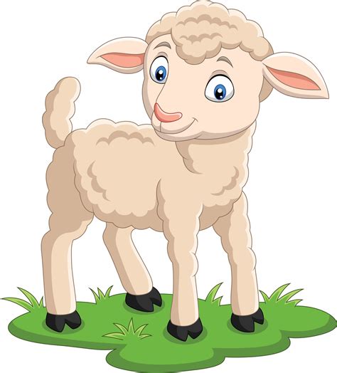 Cartoon happy lamb on the grass 7270913 Vector Art at Vecteezy