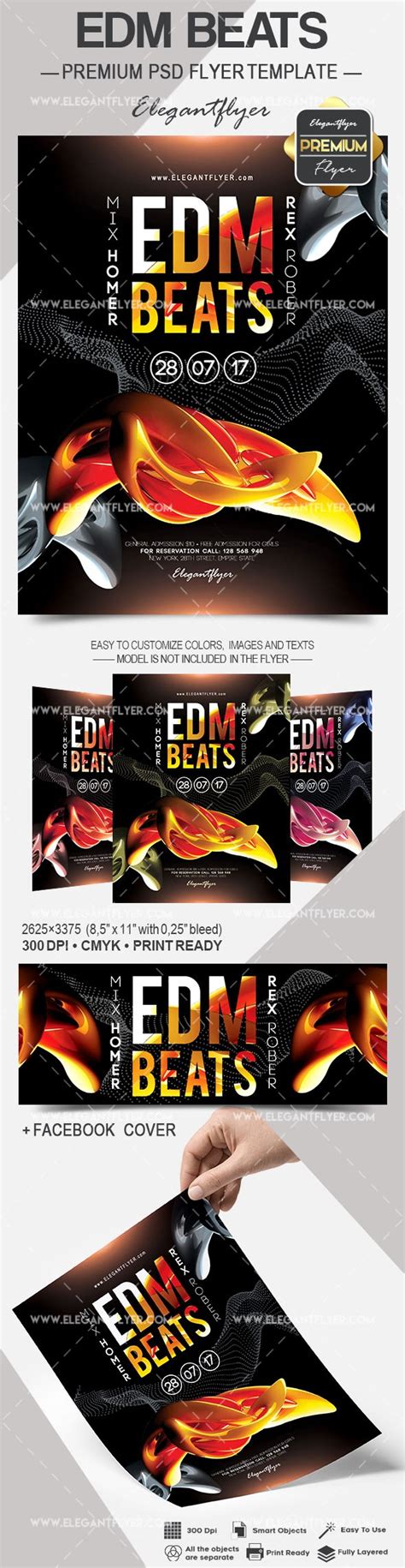 Black Abstract EDM Beats Premium Flyer Template PSD | by Elegantflyer