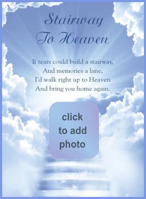 Stairway to Heaven poem with frame Weejock in Memory Of | Birthday in ...