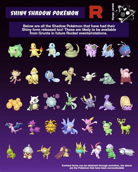 PoGOCentral on Twitter: " Shiny Shadow Pokémon All the Pokémon that have been able to shine upon ...