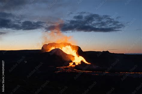 Fagradalsfjall volcano eruption in Iceland Stock Photo | Adobe Stock