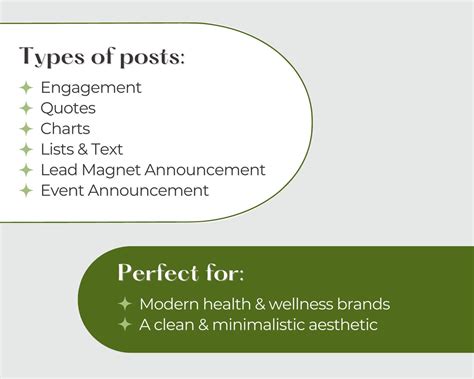 40 Holistic Wellness Instagram Post Templates Fully Editable on Canva Green Minimalistic ...