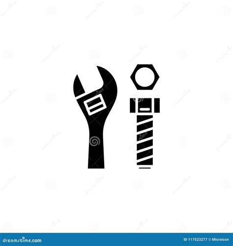 Adjustable Spanner Black Icon Concept. Adjustable Spanner Flat Vector Symbol, Sign, Illustration ...