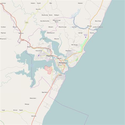 Editable City Map of Mombasa – Map Illustrators