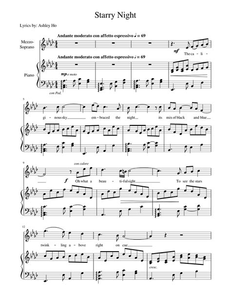 Starry Night Sheet music for Piano, Voice | Download free in PDF or MIDI | Musescore.com