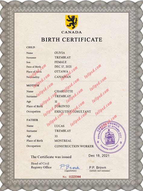 Long Form Canadian Birth Certificate - prntbl.concejomunicipaldechinu.gov.co