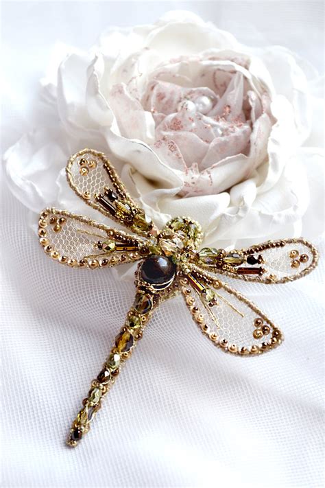 Dragonfly Jewelry Insect Art Brooch Dragonfly Gold Bronze Green Dragon ...