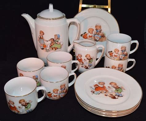 Vintage CHILD'S TEA SET GERMANY CHILDREN ANIMALS DOG CAT RABBIT TEA POT CUPS Etc | Vintage ...