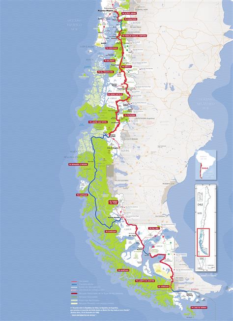 √ Natural Parks Around Chile Map