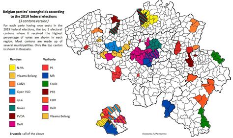 Belgian parties' strongholds according to the 2019 federal elections ...