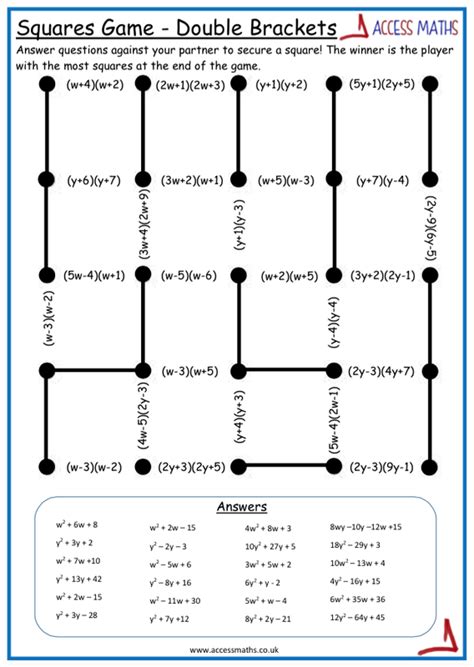 Expanding Double Brackets Worksheet - Access Maths