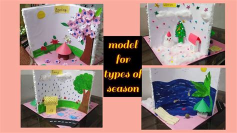 How to make seasons model || seasons project for school || summer,winter,rainy,spring project ...