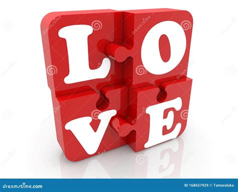 Love Concept on Red Puzzle Pieces Stock Illustration - Illustration of ...