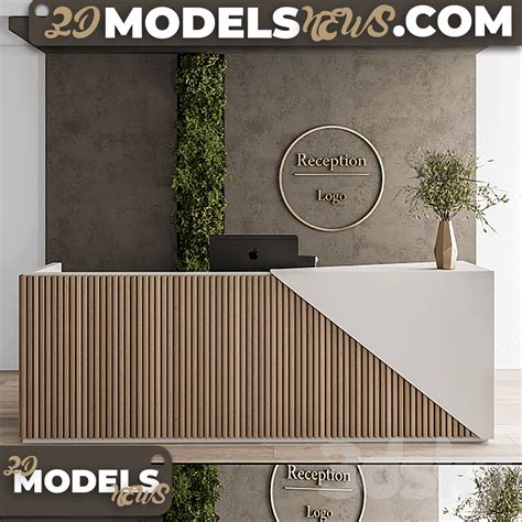 Reception Desk Model and Wall Decoration Set 08 - 3D Models News