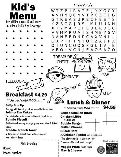 Kids Menu — Richards Restaurants