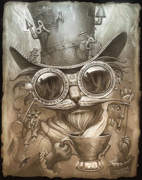 Steampunk Cat Painting by Jeff Haynie - Fine Art America