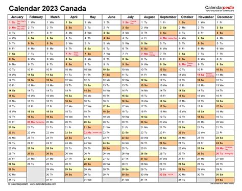 Canada Calendar 2023 Free Printable Excel Templates | Images and Photos ...