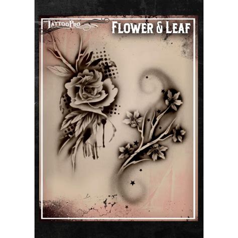 Airbrush Tattoo Pro Stencil Flower and Leaf