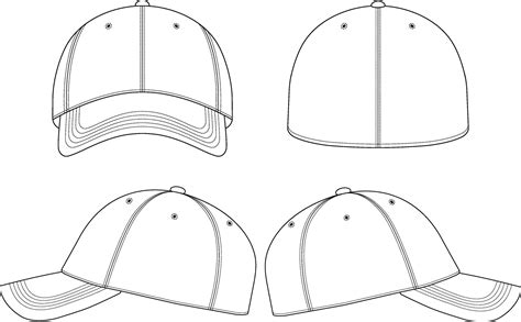 Blank Fitted Baseball Cap Template of front,back and side view 27249500 Vector Art at Vecteezy