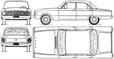 Ford Falcon 1960 Blueprint - Download free blueprint for 3D modeling