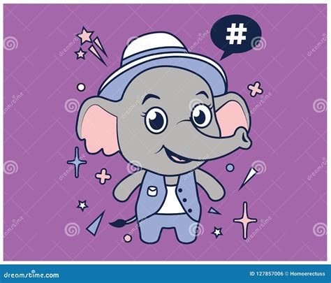 Hipster Elephant Cartoon T Shirt Design Stock Vector - Illustration of vector, dressing: 127857006