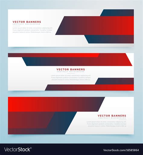 Red abstract business banners template set Vector Image