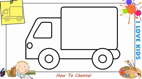 How to draw a truck EASY step by step for kids, beginners, children 8 - YouTube