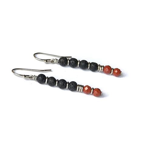 Root Chakra Aromatherapy Earrings with Lava Rock and Red Jasper – Lovepray jewelry