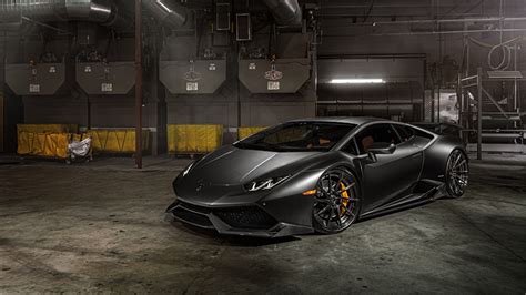 Картинки Lamborghini Huracan LP 610-4 Черный авто 1366x768