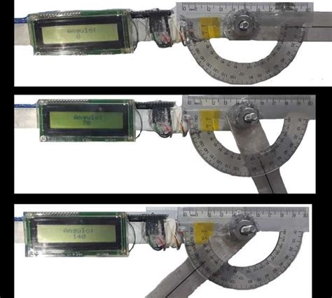 Examples of measurements made with the goniometer: a) 0º, b) 70º e c) 140º. | Download ...