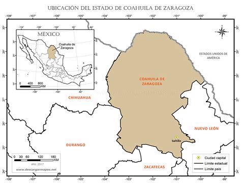 Mapa de ubicación del estado de Coahuila de Zaragoza | DESCARGAR MAPAS