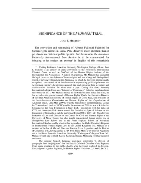 (PDF) Significance of the Fujimori Trial | Juan Ernesto Mendez ...