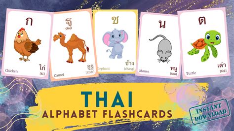 THAI Alphabet FLASHCARD with picture, Learning THAI, THAI Letter ...