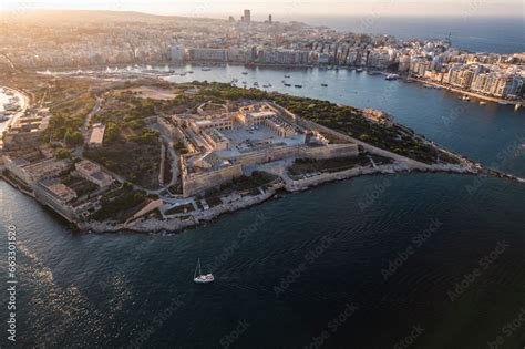 Aerial view of the Fortification Interpretation Centre, an historic military architecture museum ...