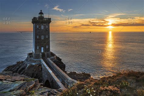 France, Brittany, Le Conquet, Kermorvan lighthouse stock photo - OFFSET