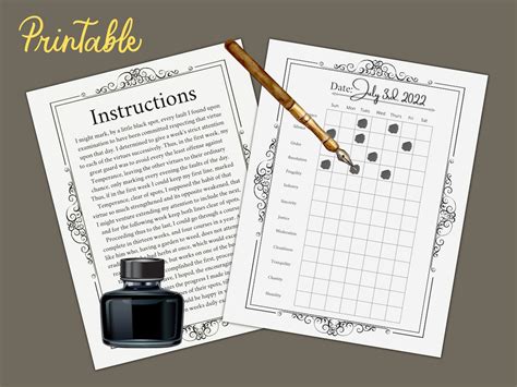 Printable Benjamin Franklin 13 Virtues My Little Book Habit Tracker ...